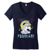 unicorns are born in february cute unicorn Women's V-Neck T-Shirt