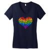 rainbow heart lgbt Women's V-Neck T-Shirt