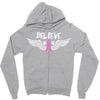 angel wing believe breast cancer Zipper Hoodie