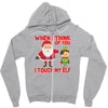 touch my elf christmas fun and naughty Zipper Hoodie