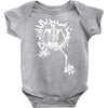 a skeleton crawling Baby Onesie