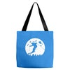 skiier moon moonlight silhouett Tote Bags