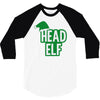 christmas head elf 3/4 Sleeve Shirt