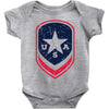 land of the free shield Baby Bodysuit