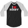 i love rugby mens funny cotton 3/4 Sleeve Shirt