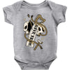 work hard until die Baby Onesie