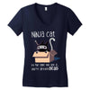 ninja cat Women's V-Neck T-Shirt