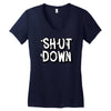 shut down slogan Women's V-Neck T-Shirt