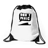 dont panic Drawstring Bags