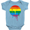 rainbow colored stripes dot running splashes Baby Onesie