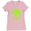 skull pixels t shirt cool funny Ladies Fitted T-Shirt