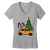 merry christmas car Women's V-Neck T-Shirt