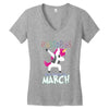 Unicorns are Born in March Dabbing Women's V-Neck T-Shirt