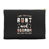 i have two titles aunt and dogmom and i rock them both with roses Accessory Pouches