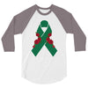 liver ribbon and rose 3/4 Sleeve Shirt