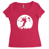 skiier moon moonlight silhouett Women's Triblend Scoop T-shirt