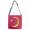 gay pride star and crescent Adjustable Strap Totes