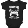 February Girls Are Sunshine Mixed With A Little Hurricane Baby Bodysuit