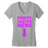 party location here Women's V-Neck T-Shirt