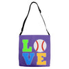 love baseball neon rhinestuds Adjustable Strap Totes