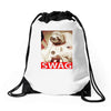 sloth astronaut swag Drawstring Bags