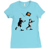 banksy kids play t.v. ball Ladies Fitted T-Shirt