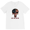 skull us flag live free or die V-Neck Tee