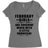 February Girls Are Sunshine Mixed With A Little Hurricane Women's Triblend Scoop T-shirt