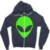 uomo alieno ufo stampa verde fluo divertente mitiche Zipper Hoodie