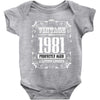 vintage made in 1981 perfectly aged a living legend Baby Bodysuit