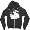 rude, rabbits humping,funny Zipper Hoodie