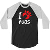 I Love Pugs 3/4 Sleeve Shirt