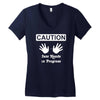 caution! jazz handsfunny jazz dance comic boogie camp trumpet Women's V-Neck T-Shirt