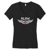 angel wing believe breast cancer Women's V-Neck T-Shirt