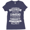 Super Cool Granddad Of A Freaking Awesome Granddaughter Ladies Fitted T-Shirt