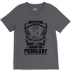 Never Underestimate Dog Rescuer Who Was Born February V-Neck Tee