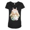 Totoro With Japanese Landscape Maternity Scoop Neck T-shirt
