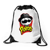 little grey chips Drawstring Bags