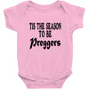 tis the season to be preggers baseball Baby Onesie