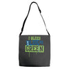 i bleed blue and green Adjustable Strap Totes