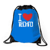 i love techno Drawstring Bags