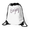 cute enjoy Drawstring Bags