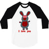 i love you bunny hare rabbit cupid couple kiss fun 3/4 Sleeve Shirt