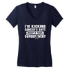 I Am Kicking Cancers Butt Whats Your Superpower? Women's V-Neck T-Shirt
