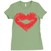 lip print heart Ladies Fitted T-Shirt