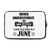 never underestimate an old man who was born in june Laptop sleeve