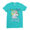 unicorns are born in june cute unicorn Ladies Fitted T-Shirt