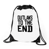 outlaws to the end 3 Drawstring Bags