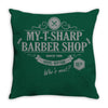 my t sharp barber shop Throw Pillow
