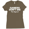 gamers don't die they respawn Ladies Fitted T-Shirt